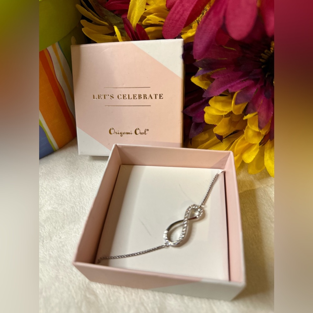 New Origami Owl “Let’s Celebrate” Bolo Infinity Symbol Bracelet In Gift Box